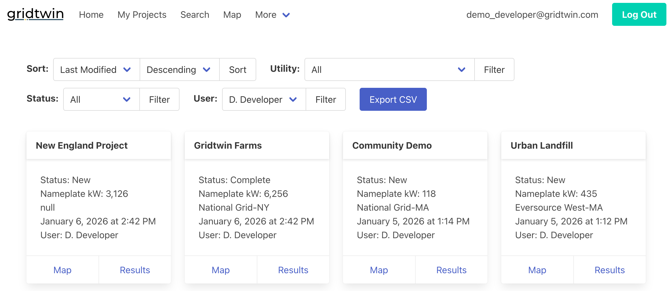 Sharing projects and exporting results