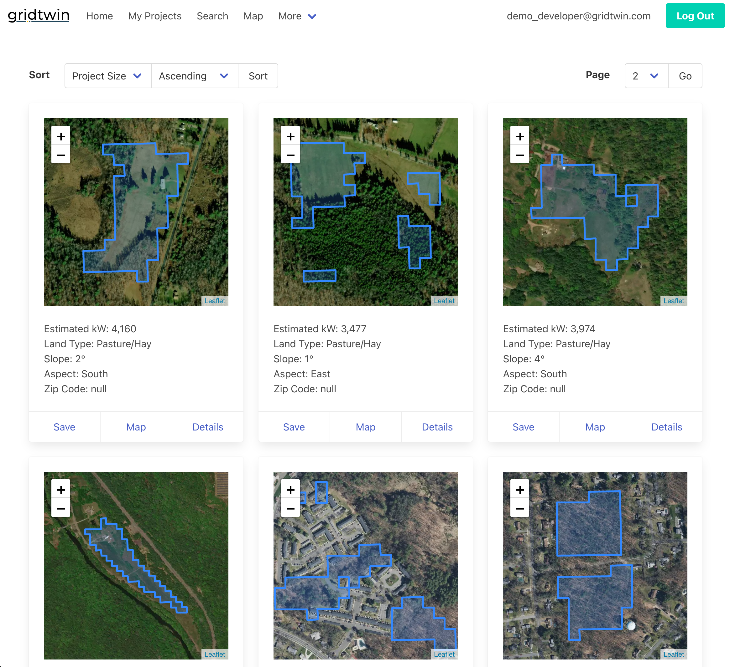 Parcel search and grid context