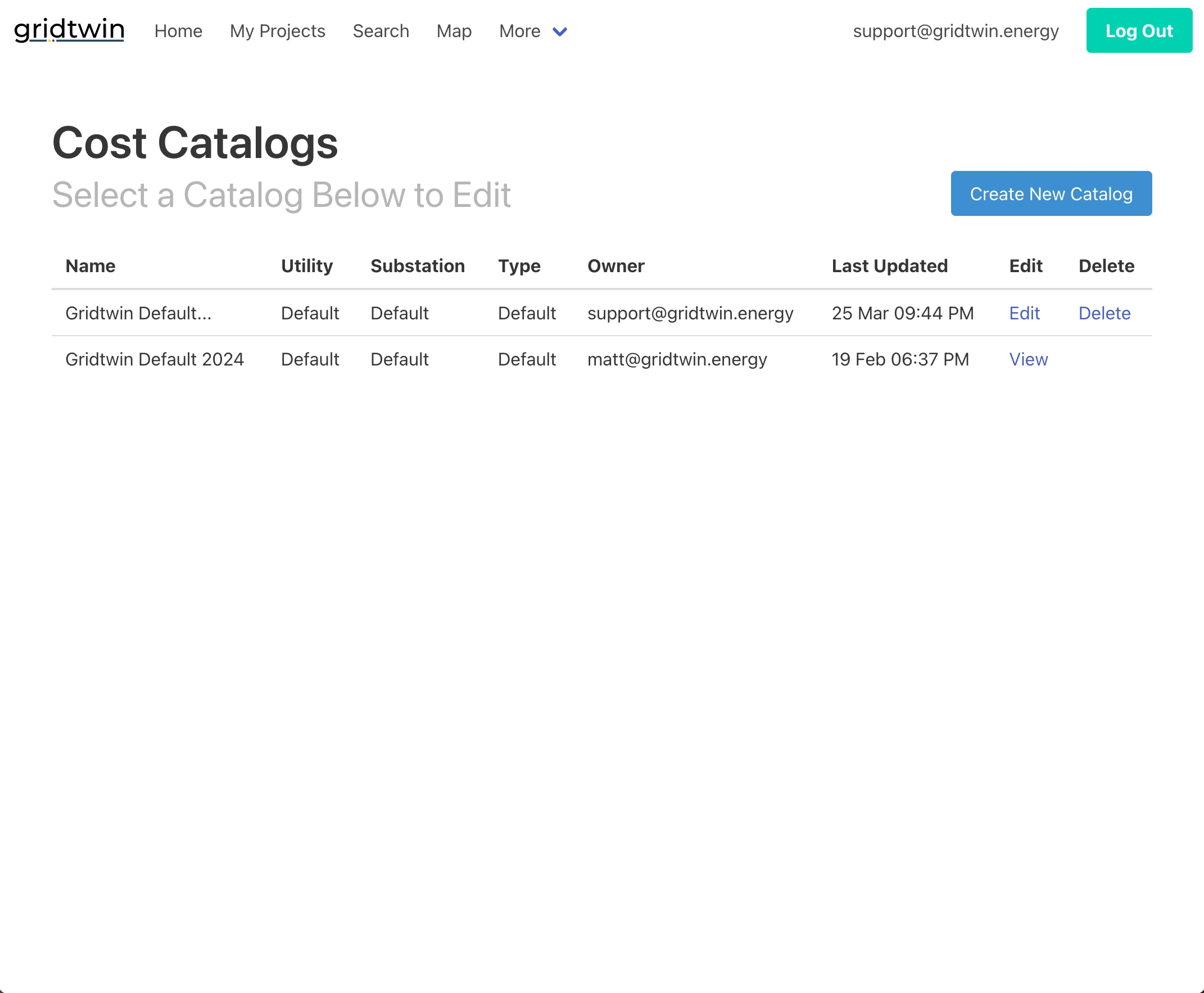 Edit Cost Catalog