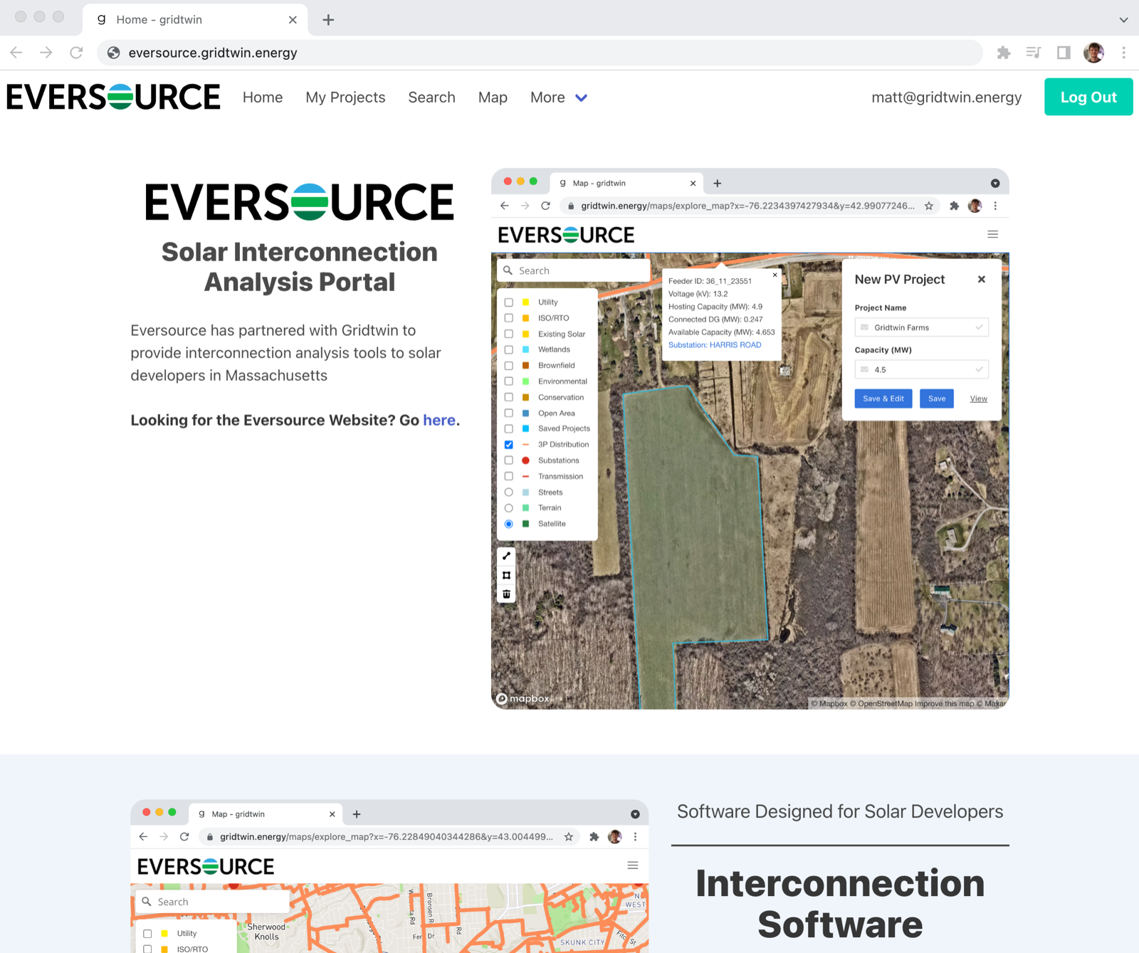 Eversource-branded solar interconnection analysis portal