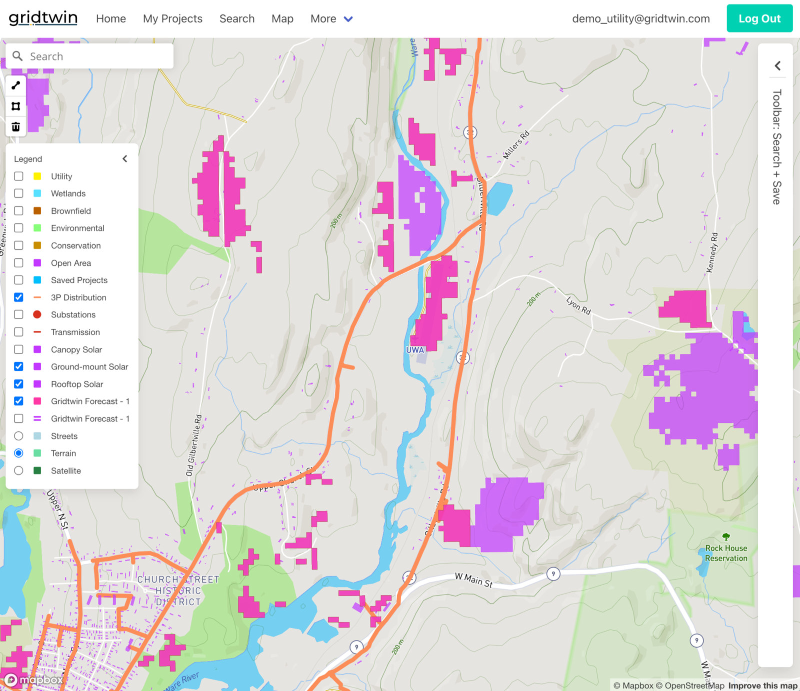 Forecast results across all project types on the map