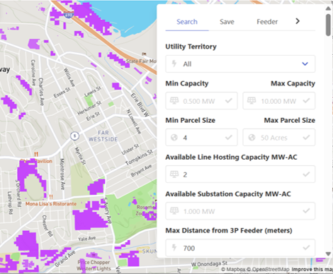 Parcel search filters and results view